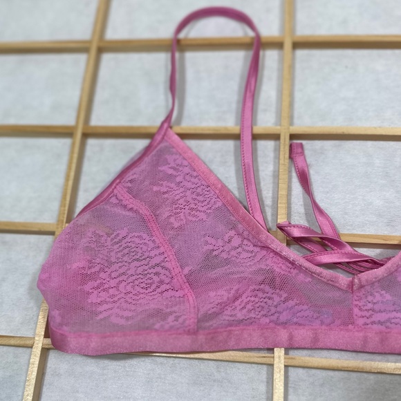 Savage X Fenty Pink Floral Lace Tie Back Bralette NWT [7050] - Picture 4 of 9